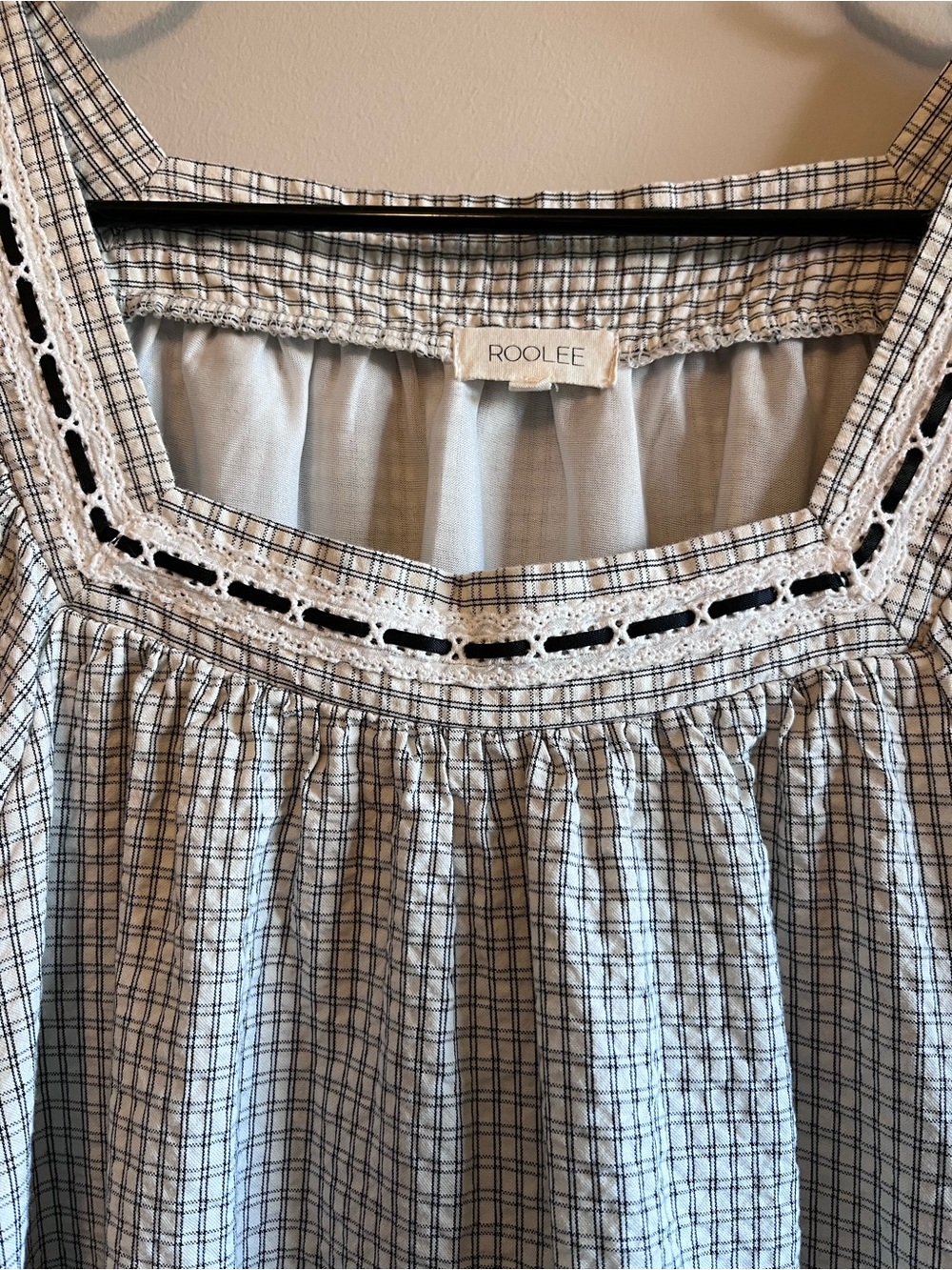 Roolee Smocked Square Neck Gingham Midi Dress - Picture 3 of 7